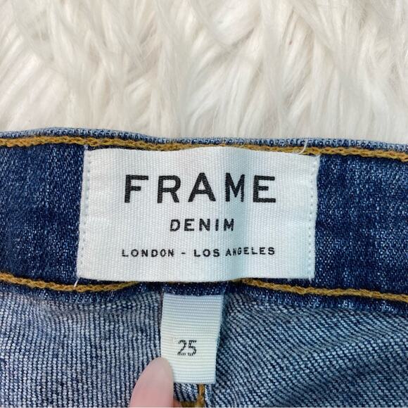 FRAME DENIM Le High Rise Skinny Jeans Langstone Raw Shade Hem Size 25 #LHSKSH133 - Picture 8 of 11